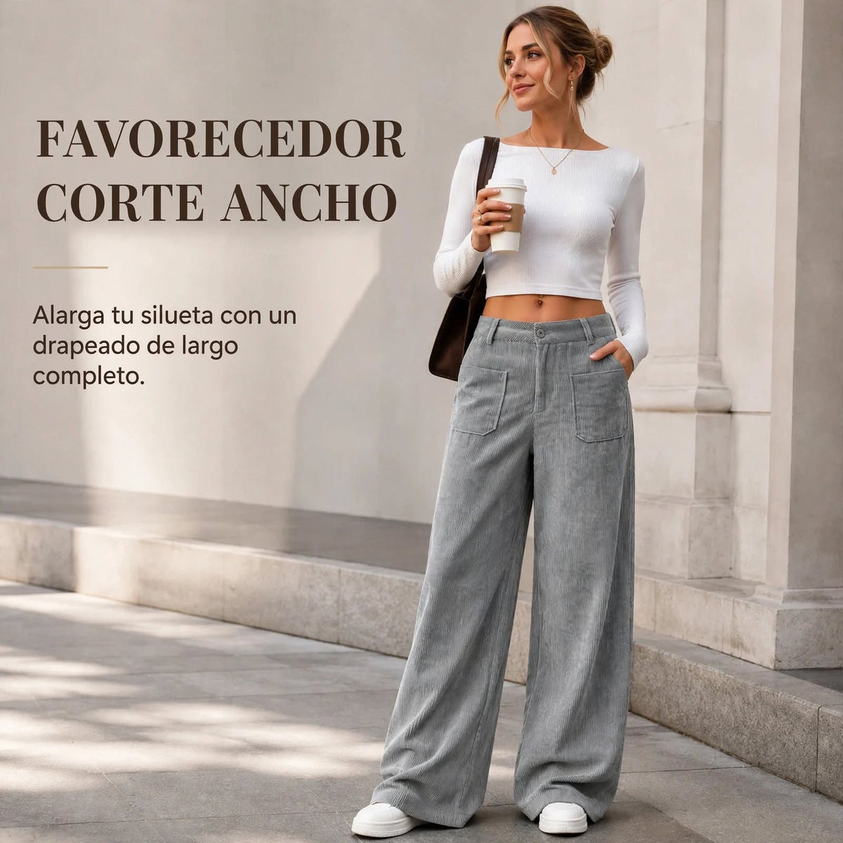 Clara – Corte Wide Leg Pantalón de Pana