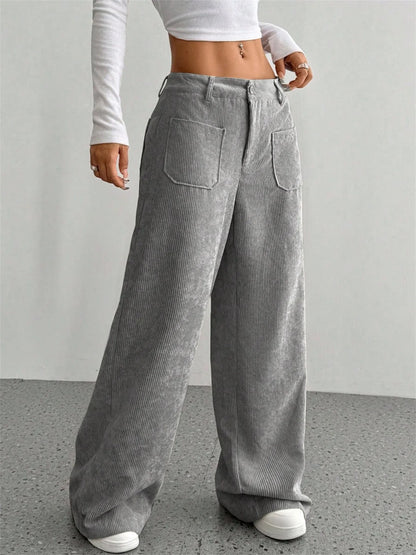 Clara – Corte Wide Leg Pantalón de Pana