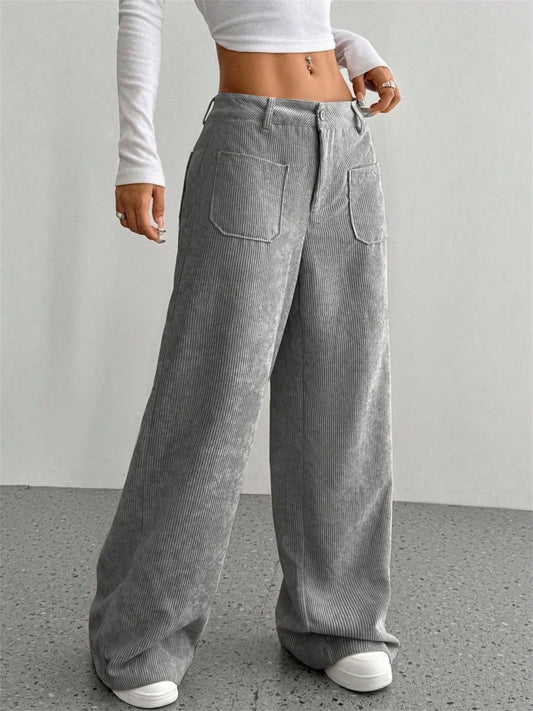 Clara – Corte Wide Leg Pantalón de Pana