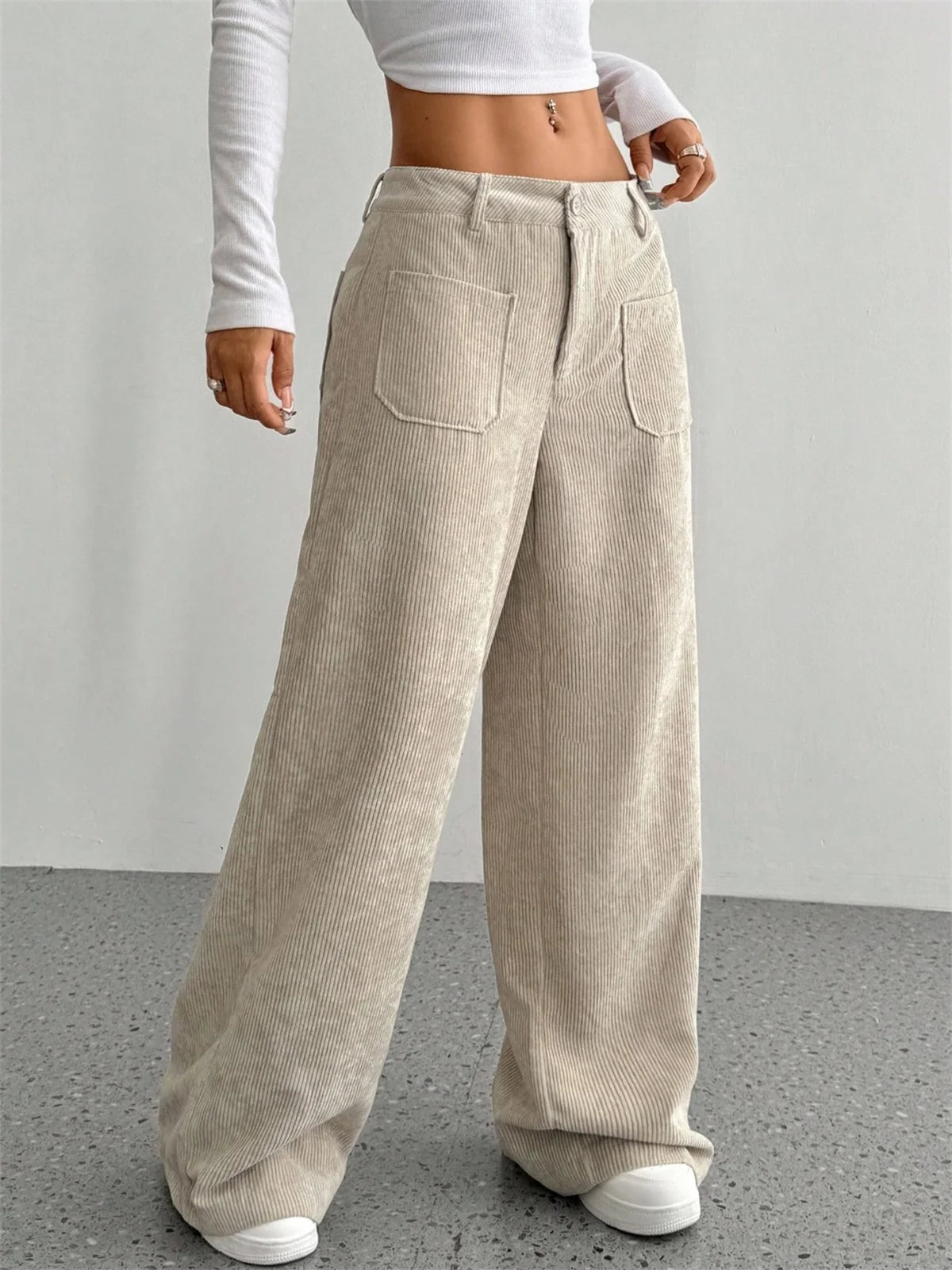Clara – Corte Wide Leg Pantalón de Pana
