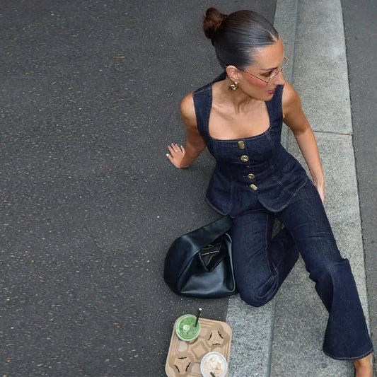 Vera – Conjunto Denim de Corte Urbano