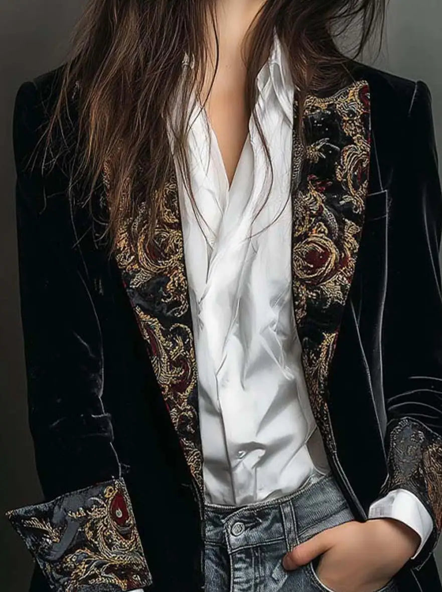Alessia - Blazer de Terciopelo Floral