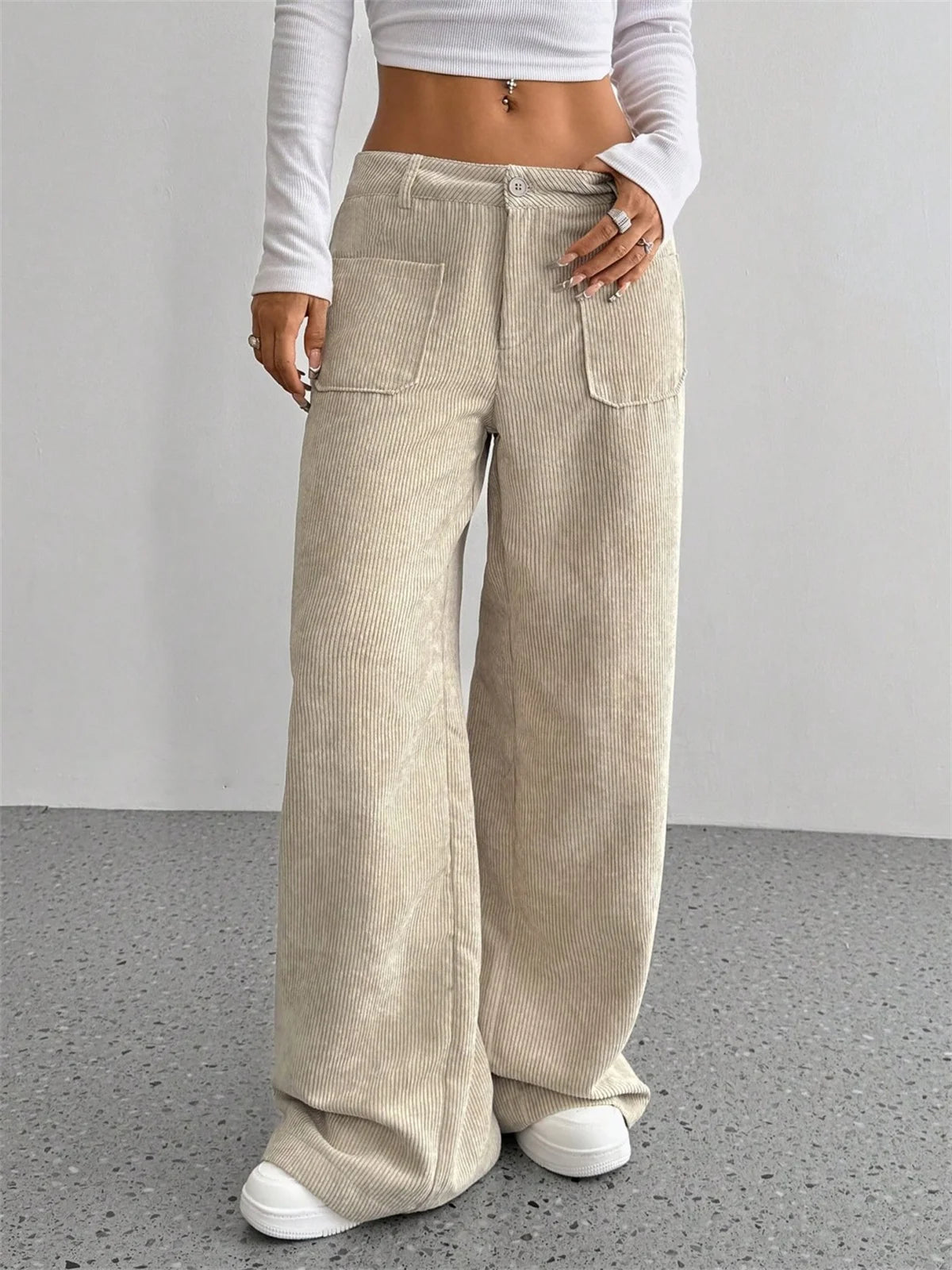Clara – Corte Wide Leg Pantalón de Pana