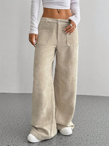 Clara – Corte Wide Leg Pantalón de Pana