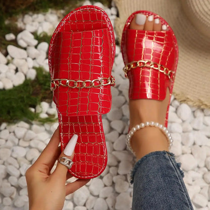Martina - Sandalias con cadena y estampado