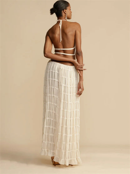 Elara Conjunto Halter con Falda Larga Fruncida