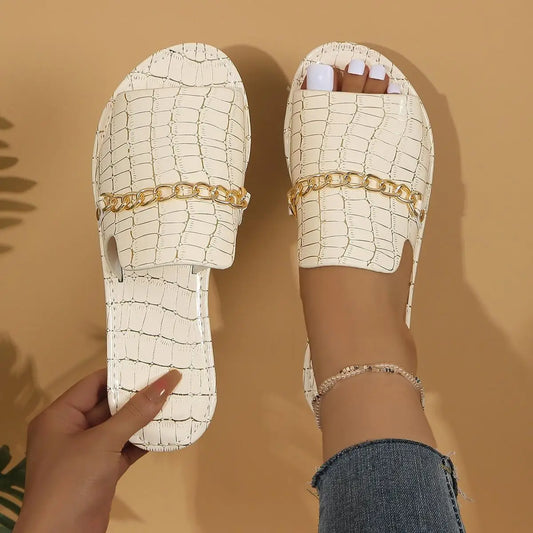 Martina - Sandalias con cadena y estampado