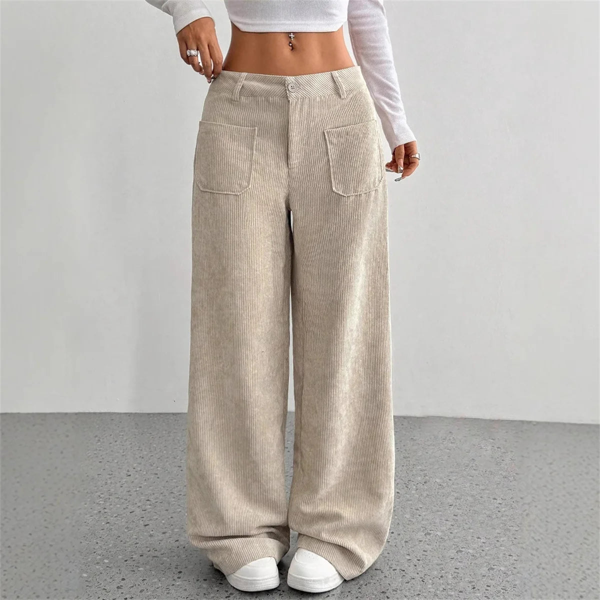 Clara – Corte Wide Leg Pantalón de Pana