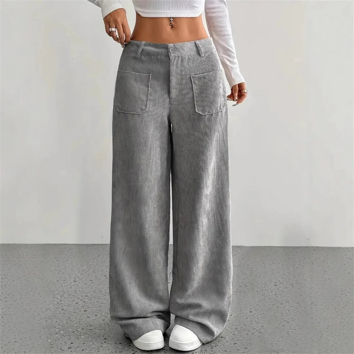 Clara – Corte Wide Leg Pantalón de Pana