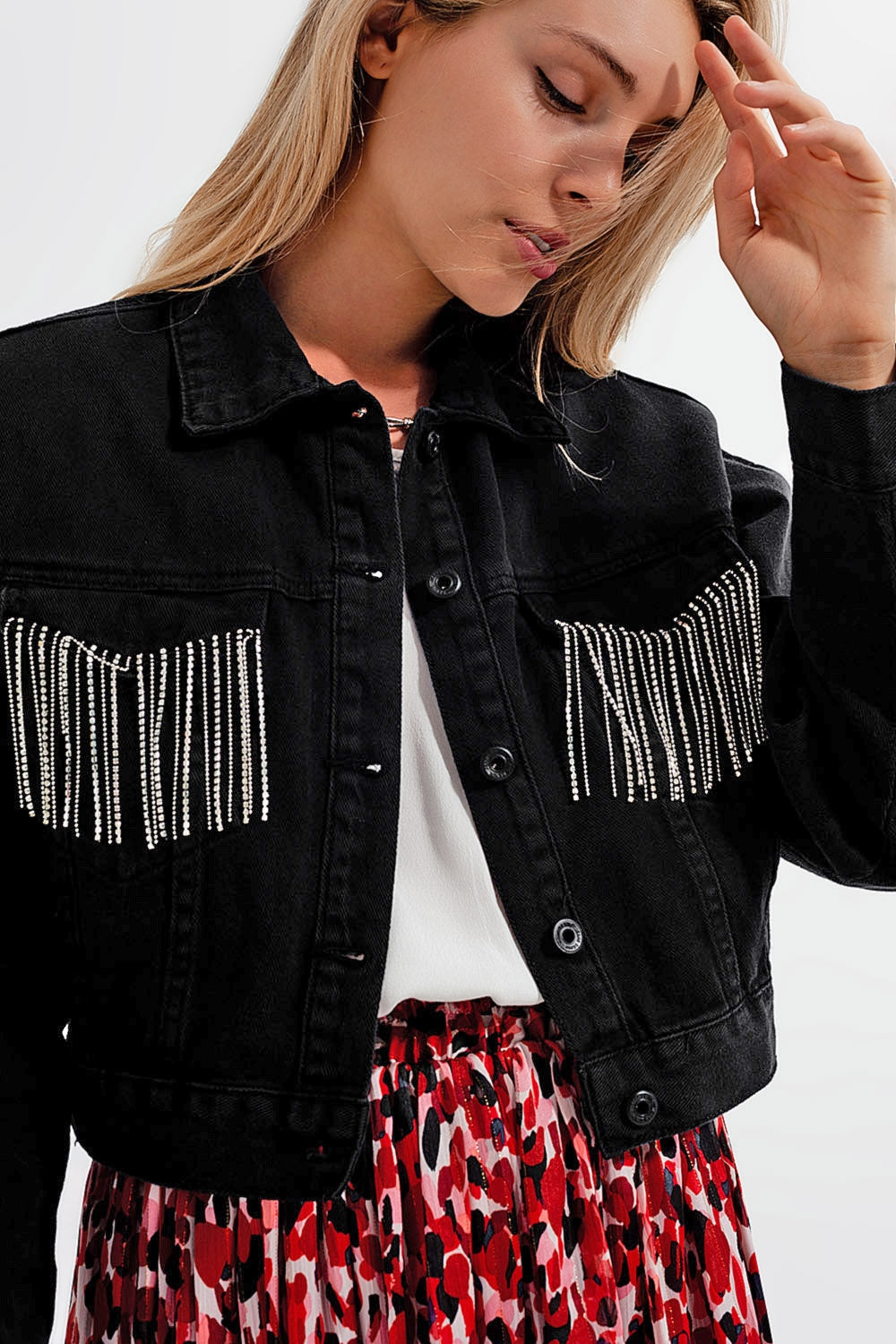 Chaqueta Vaquera Corta con Strass