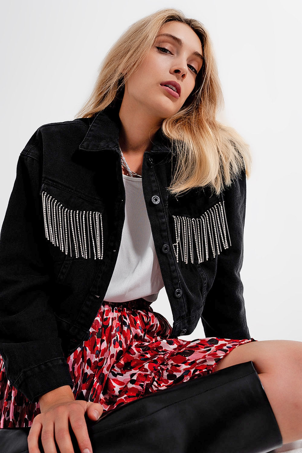Chaqueta Vaquera Corta con Strass