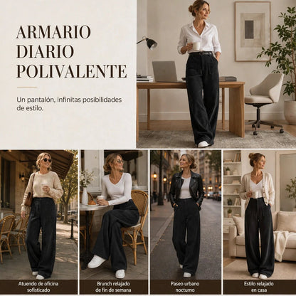 Clara – Corte Wide Leg Pantalón de Pana