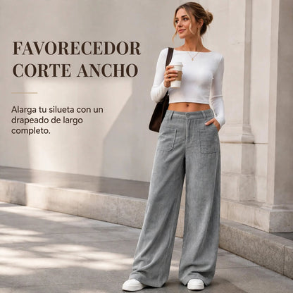 Clara – Corte Wide Leg Pantalón de Pana